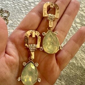 Chic Gold and Cream Teardrop Earrings